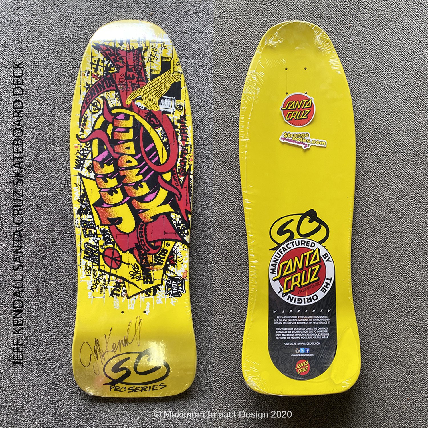 Santa Cruz Skateboards Jeff Kendall signed deck Skate Collector